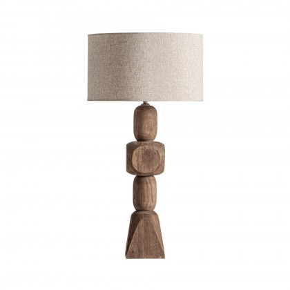 Lámpara de sobremesa de estilo contemporáneo en madera de mango y yute