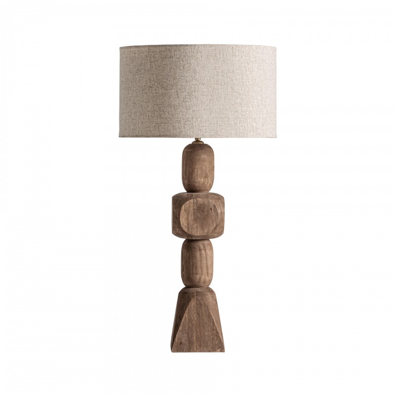 Lámpara de sobremesa de estilo contemporáneo en madera de mango y yute