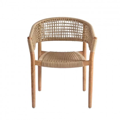 Silla comedor exterior madera y cuerda en color natural
