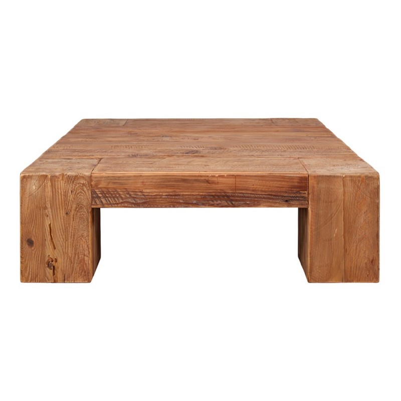Mesa de centro realizada en madera de pino reciclado.