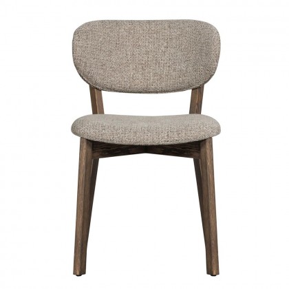 Silla comedor tapizada en melange claro y madera natural