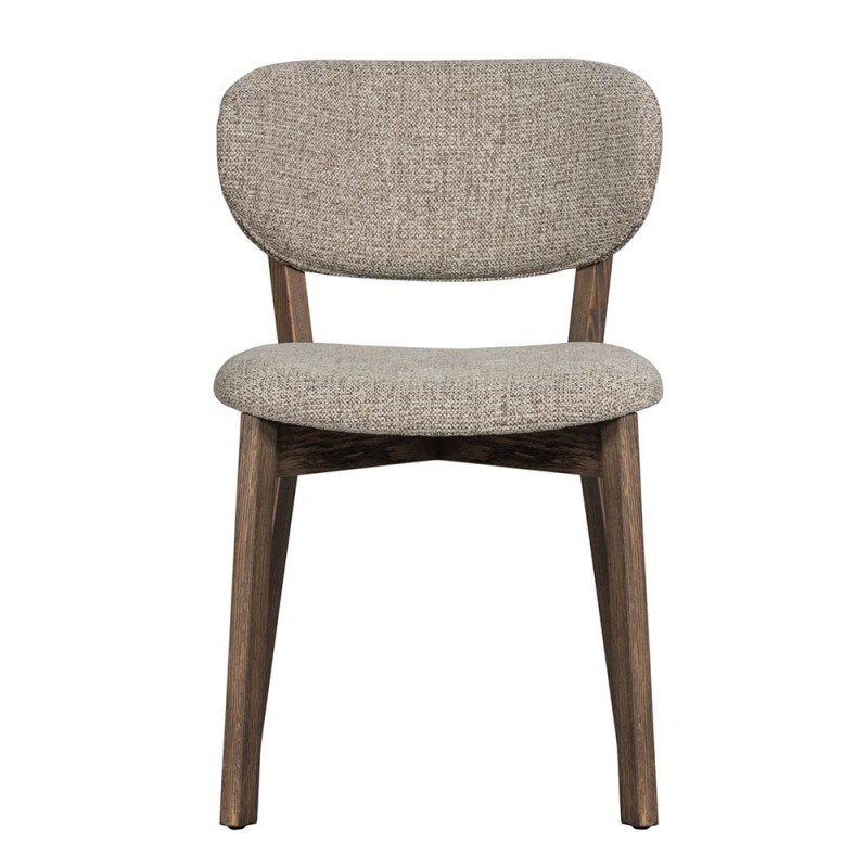 Silla comedor tapizada en melange claro y madera natural
