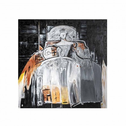 Lienzo menina de estilo contemporáneo, realizado en lienzo en color tonos oscuros