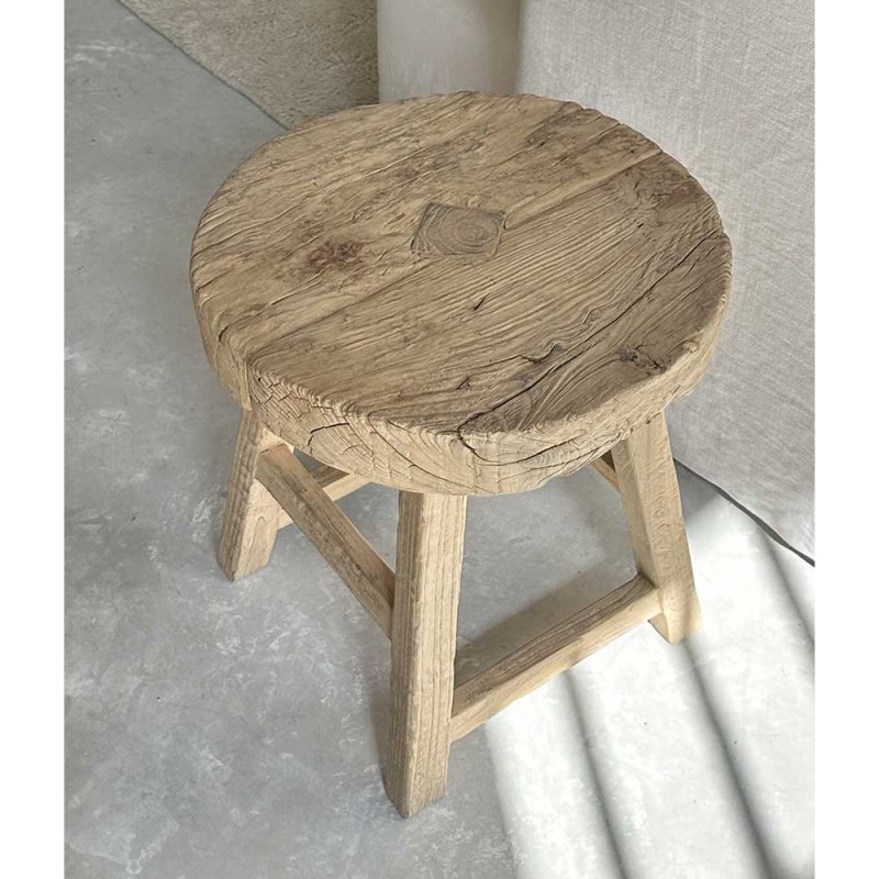 mesa auxliar de madera maciza anitgua de olmo