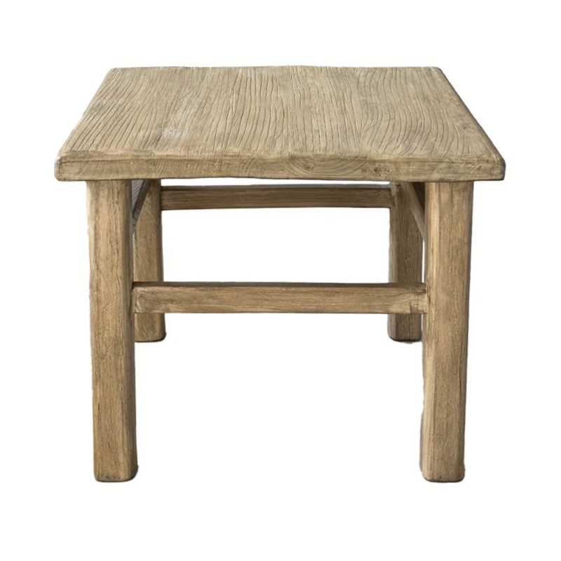 mesa auxiliar cuadrada de apoyo sofá en madera olmo