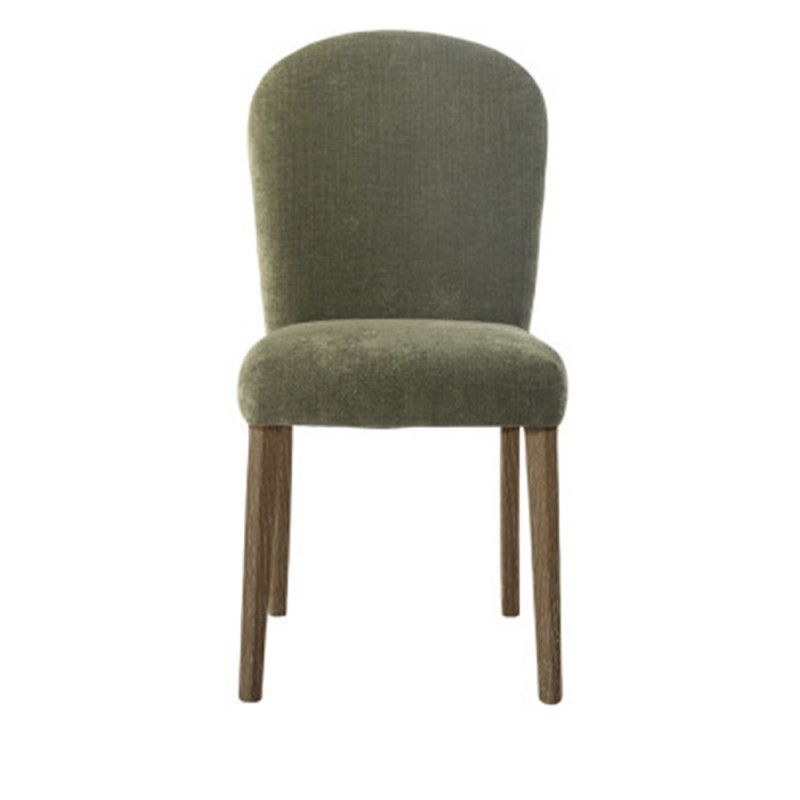 Silla de comedor madera de fresno y tapizado en poliéster Verde.