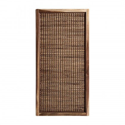 Panel decorativo de estilo étnico, realizada en fibras naturales en color natural y texturas orgánicas