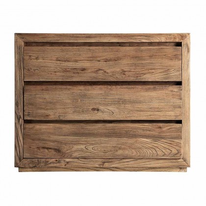 Cómoda madera olmo 102cm con 3 cajones