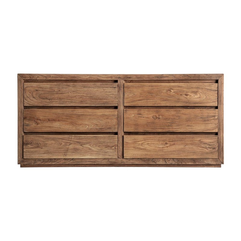 Cómoda en madera maciza de olmo con 6 amplios cajones
