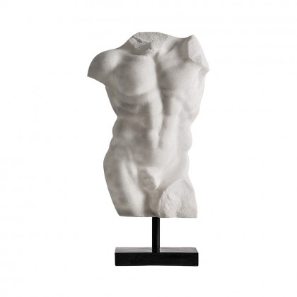 Escultura Busto torso en blanco roto realizado en resina.