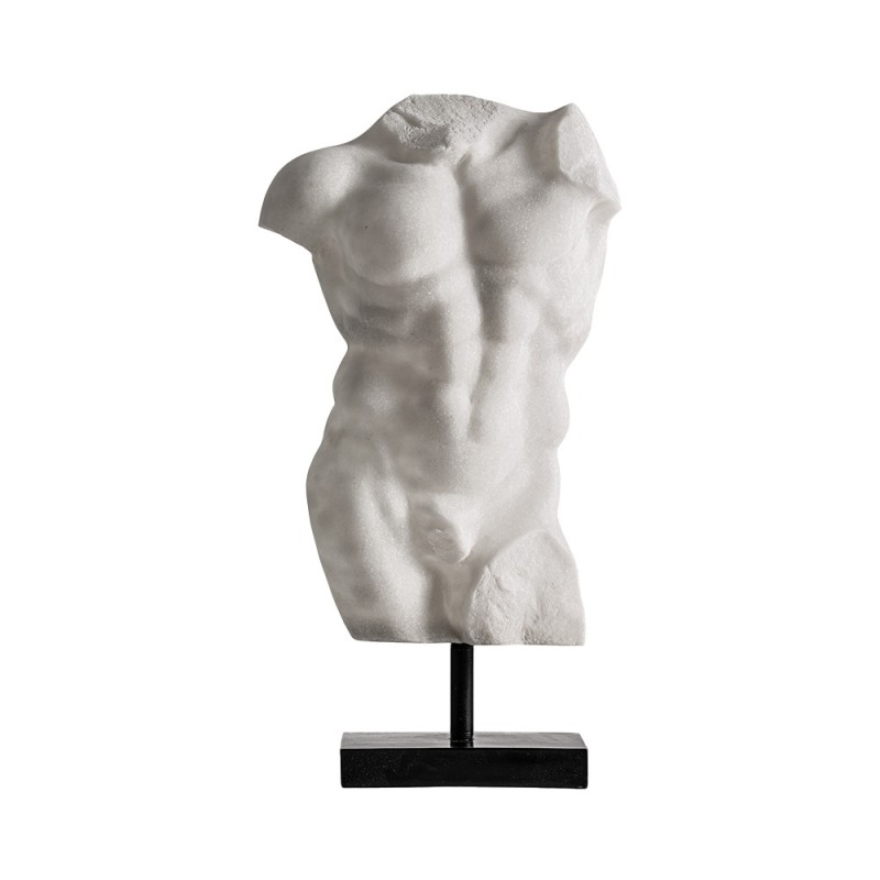Escultura Busto torso en blanco roto realizado en resina.