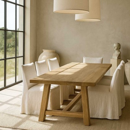 mesa de comedor xl 260cm de maciza clara de olmo antiguo
