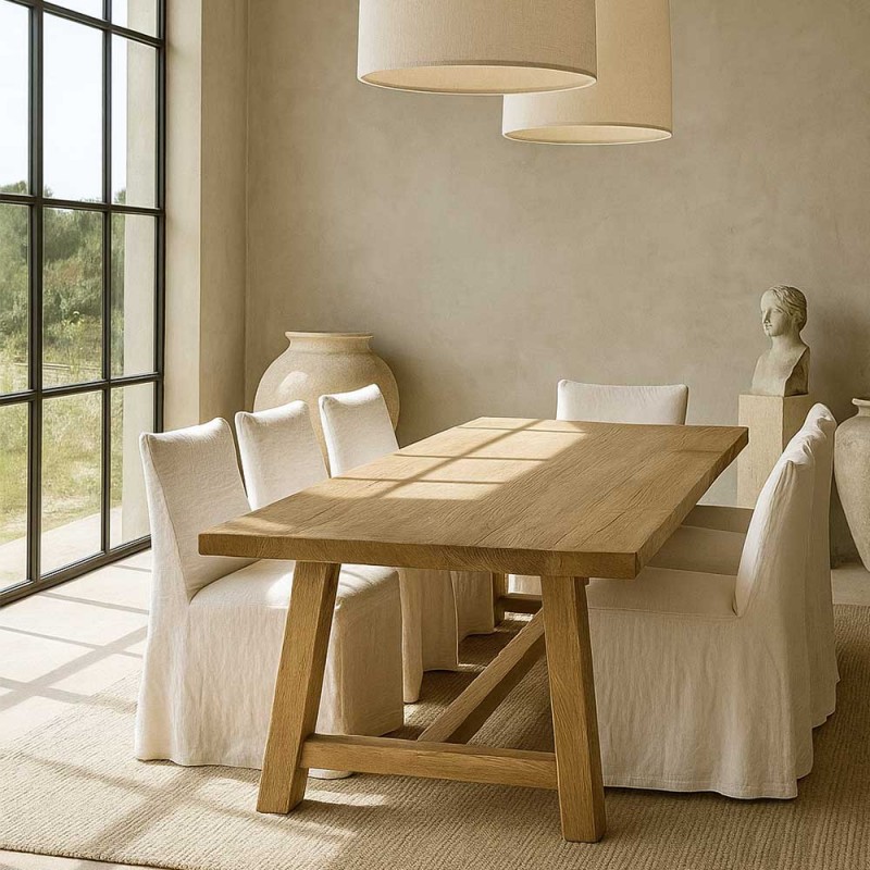 mesa de comedor xl 260cm de maciza clara de olmo antiguo