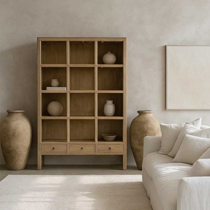 librería artesanal madera de olmo antiguo 212 cm alto