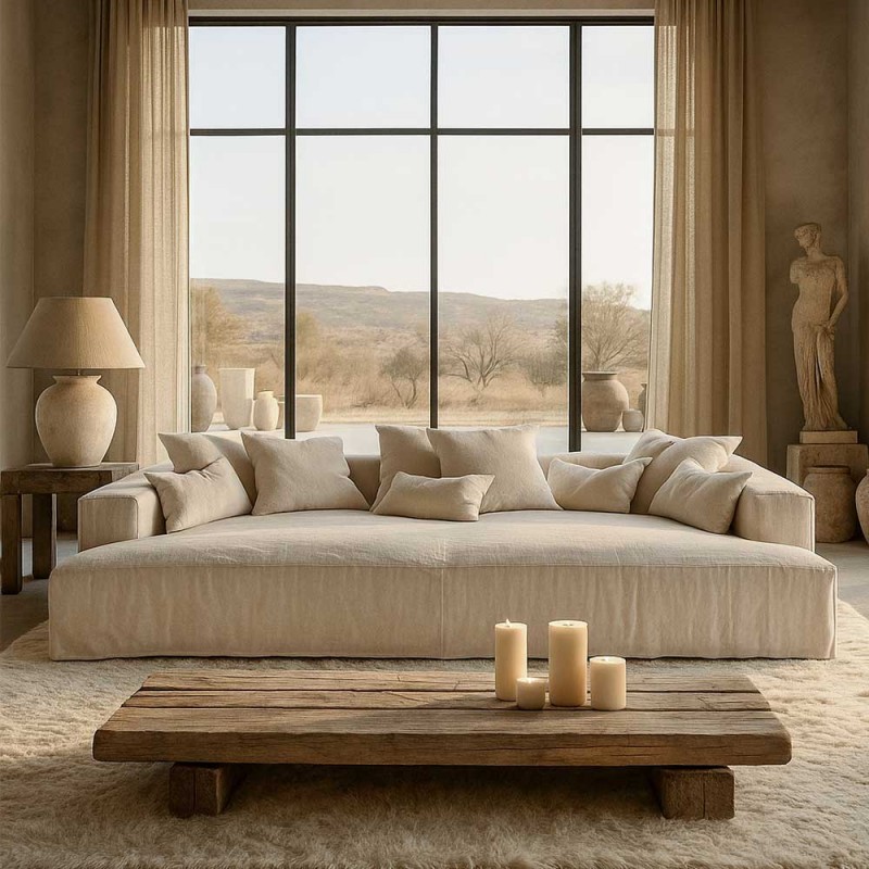 sofa de lino desenfundable a medida MIv Interiors