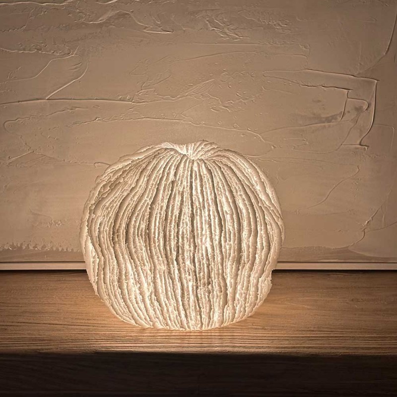lámpara mesa coral escultura blanco piedra