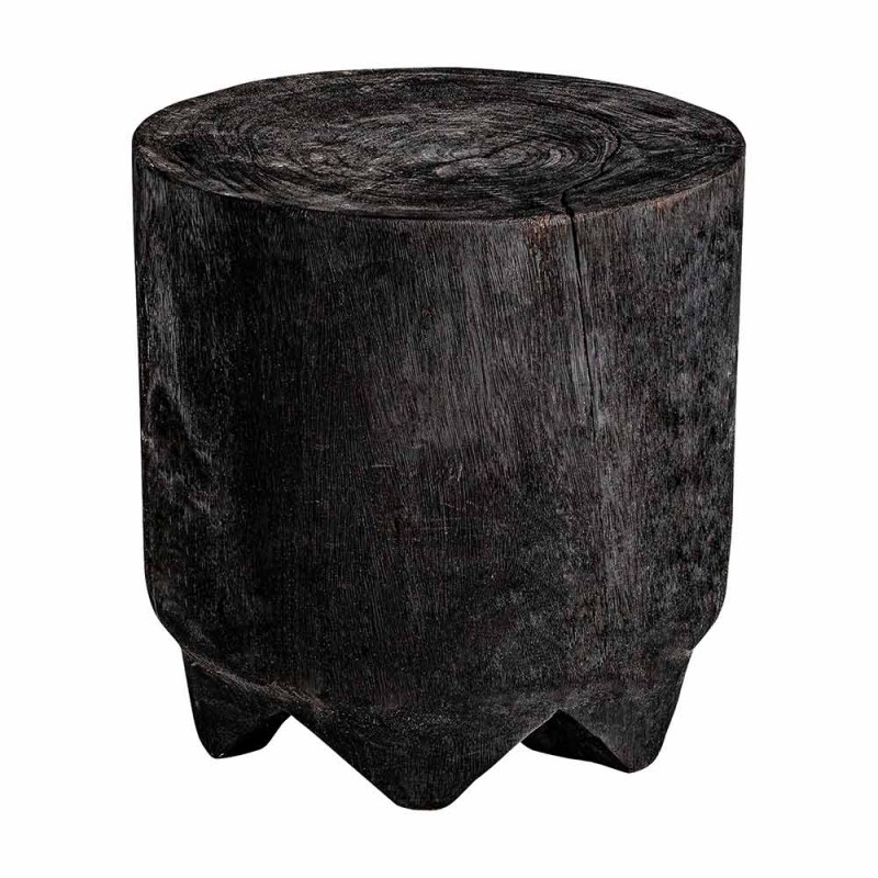 Mesa auxiliar Kepoi de estilo étnico y rústico en color negro