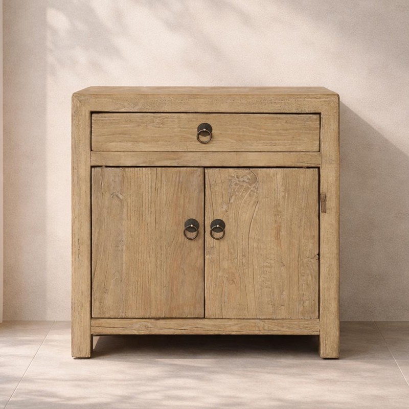mesita de noche madera de olmo antiguo palo santo