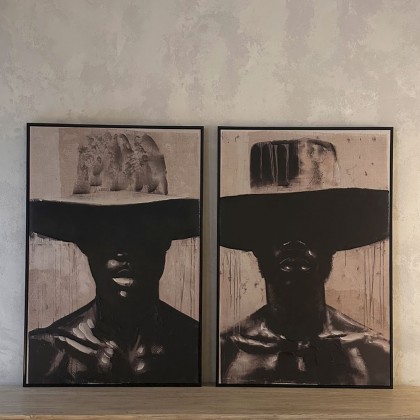 pareja cuadros étnicos hombre sombrero
