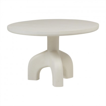 Mesa de comedor redonda Luno Ø120 cm en fibra reforzada natural con diseño contemporáneo para exteriores