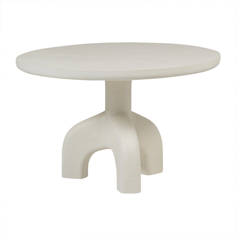 Mesa de comedor redonda Luno Ø120 cm en fibra reforzada natural con diseño contemporáneo para exteriores