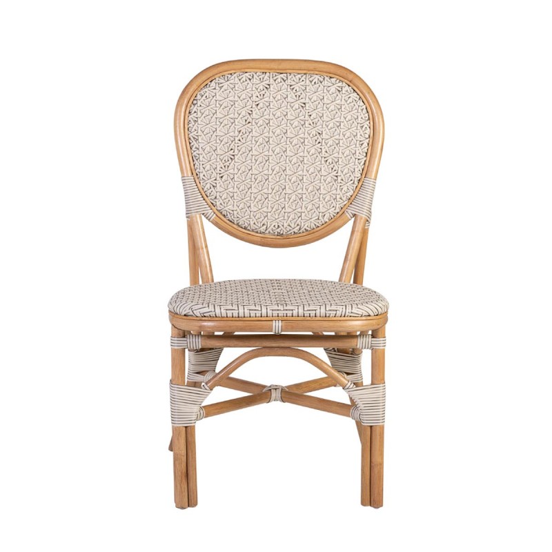 Silla de ratán blanco apilable de la colección BISTRO, realizada a mano