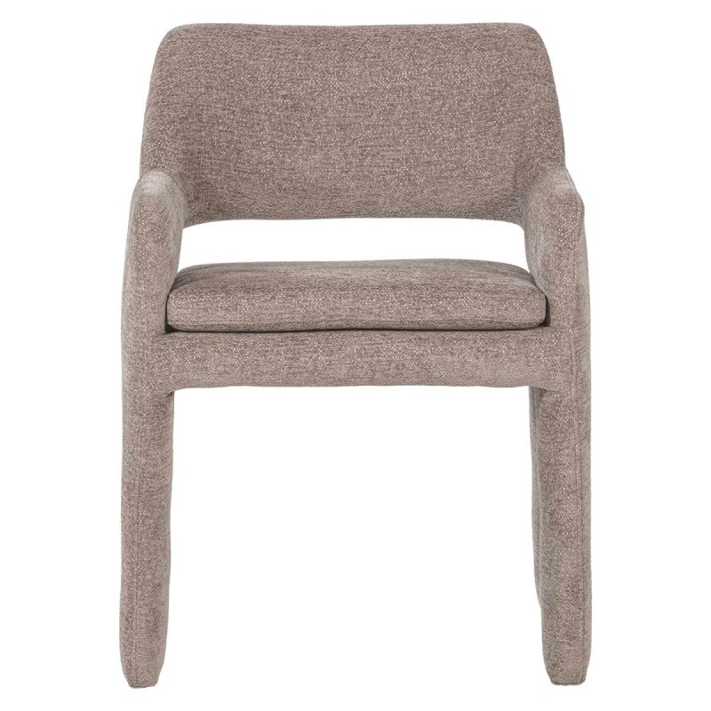 Silla de comedor BIGFOOT tapizada en chenilla color taupe
