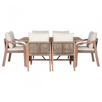 Conjunto de comedor exterior ARUN en madera de acacia color natural