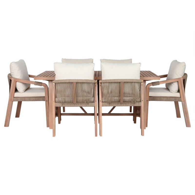 Conjunto de comedor exterior ARUN en madera de acacia color natural