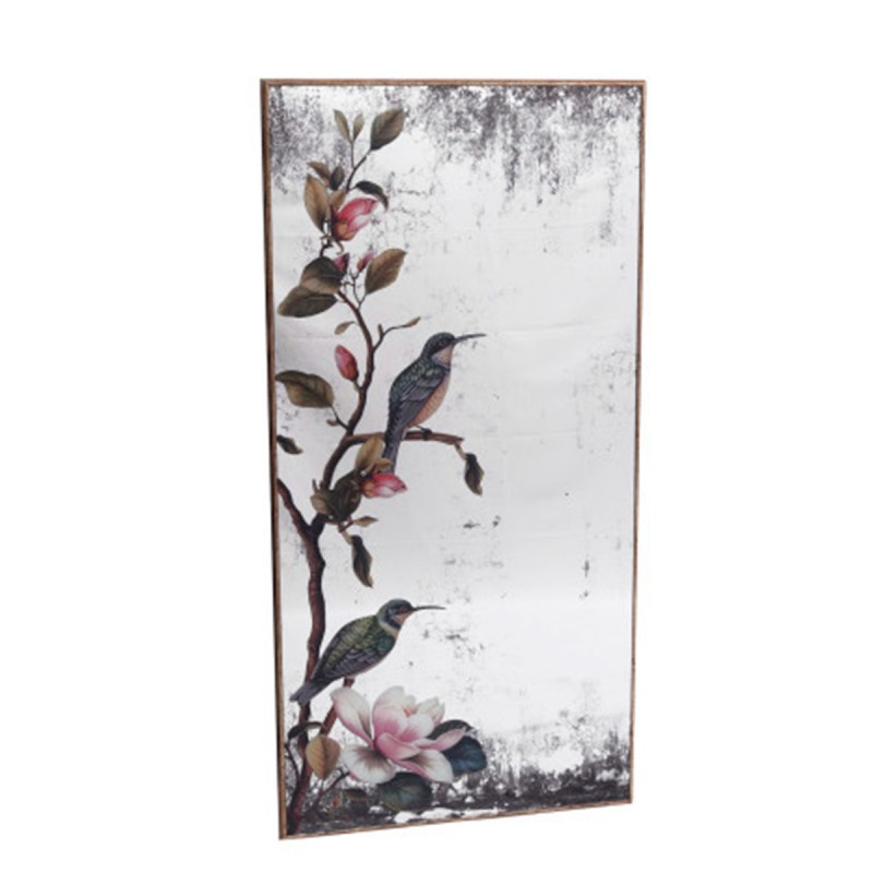 Espejo SIRA de metal y cristal, un diseño decorativo con detalles impresos que aporta personalidad y amplitud al espacio.
