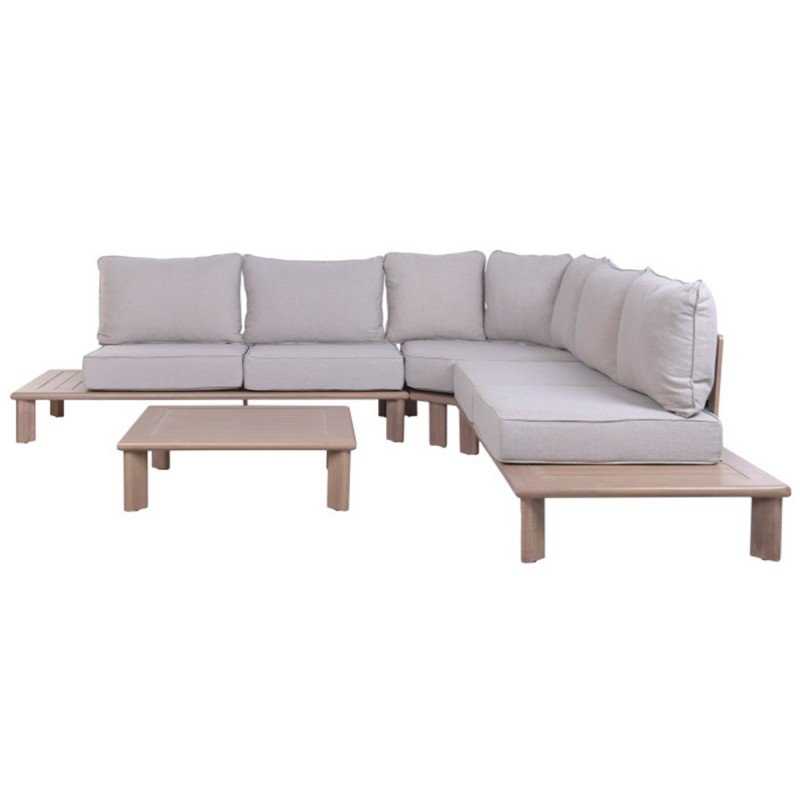 Sofá DUNA de aluminio y olefina, diseño contemporáneo pensado para disfrutar del exterior con confort y estilo.