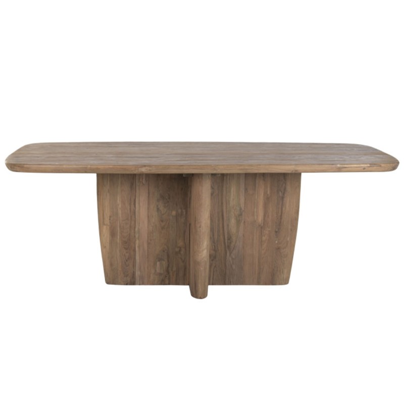 Mesa ORIN de teca reciclada, diseño con carácter y base protagonista para espacios con personalidad.