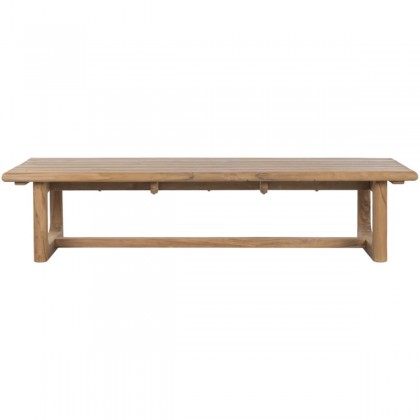 Mesa de centro Soria de teca natural, pieza sólida y elegante para interiores y exteriores protegidos.