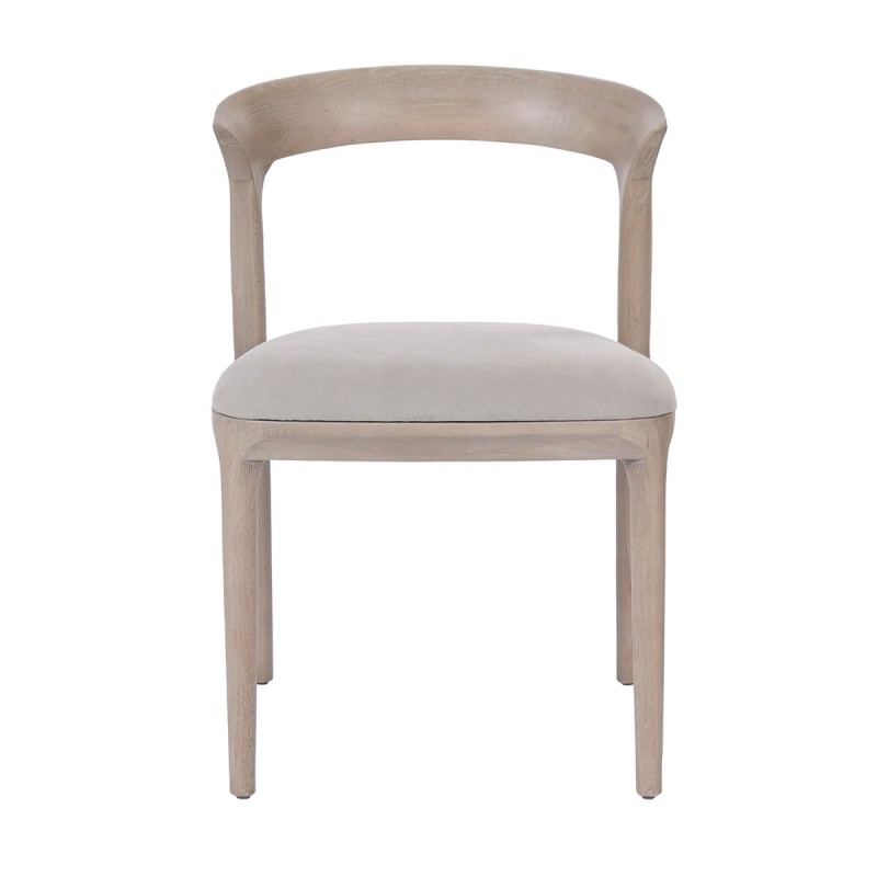 Silla de comedor de madera de fresno y asiento tapizado en poliéster color beige