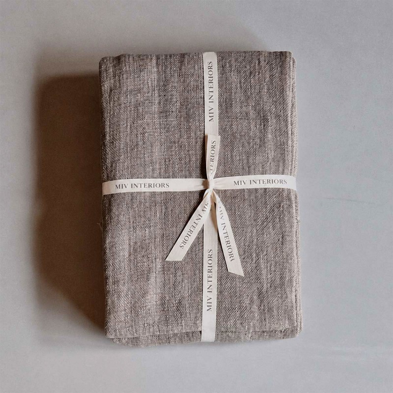 plaid manta de lino 100% color taupe