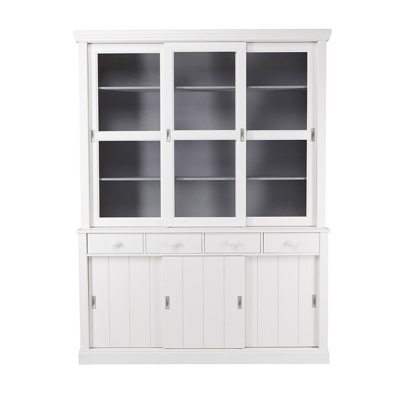 Vitrina en madera de pino y cristal blanco