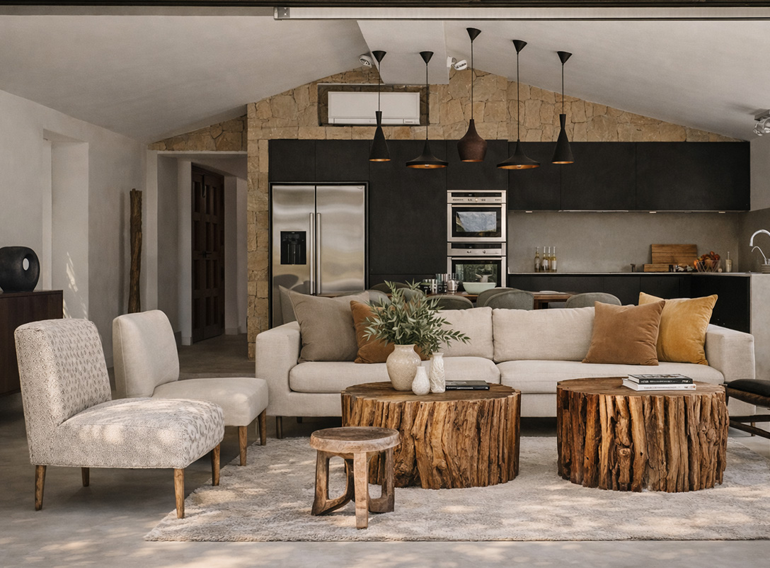 reforma integral con decoración en finca rústica moderna